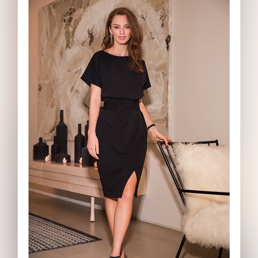 NWT Kensie Boat Neck Faux Wrap Blouson Dress - Size 10 - Picture 7 of 9